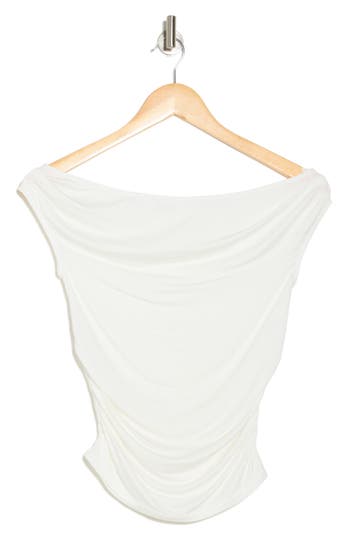 Elodie Off The Shoulder Cap Sleeve Ruched Top In White