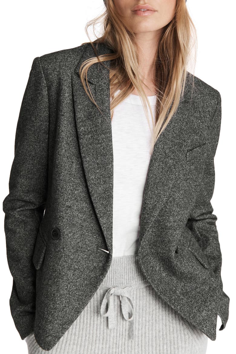 Fletcher Crop Wool Blazer, Main, color, CHARCOAL