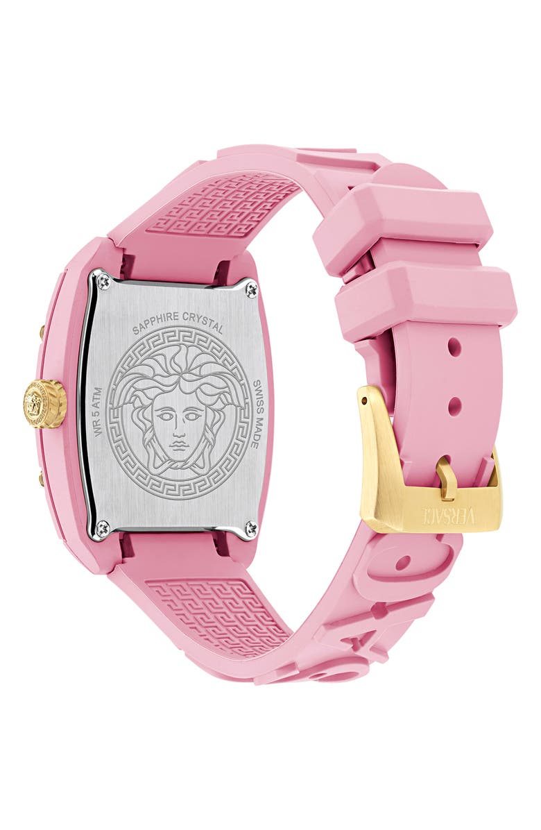 Versace Dominus Ceramic Strap Watch, 44mm x 36mm, Alternate, color, Pink
