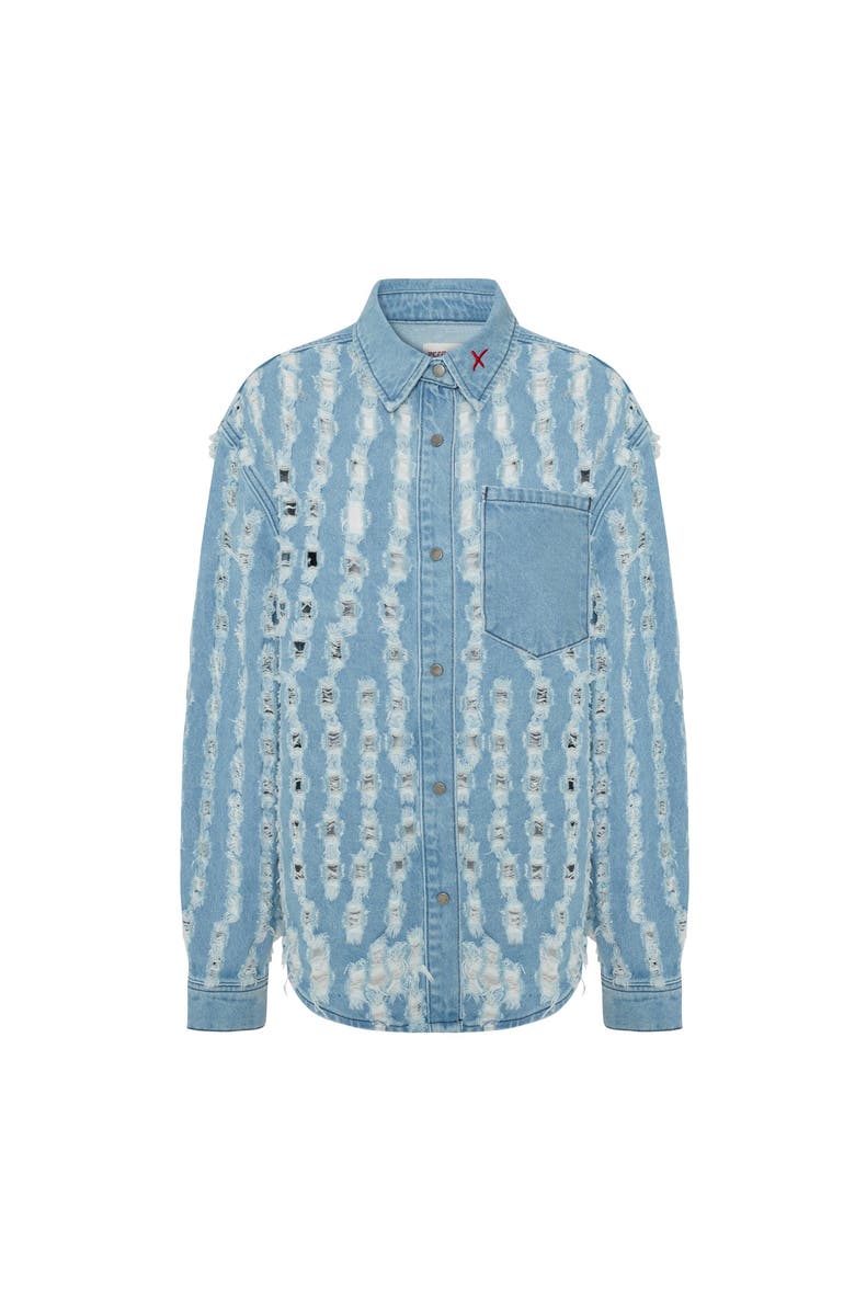 PCFG Perforated Denim Shirt, Alternate, color, Blue