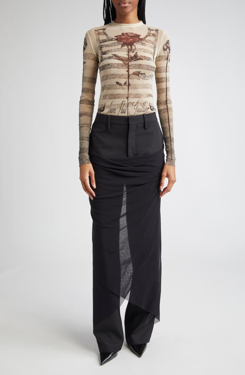 Jean Paul Gaultier Tattoo Marinière Mesh Top, Alternate, color,