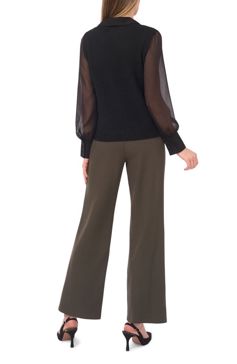 Halogen<sup>®</sup> Illusion Two-Piece Sweater Vest Top, Alternate, color, Rich Black
