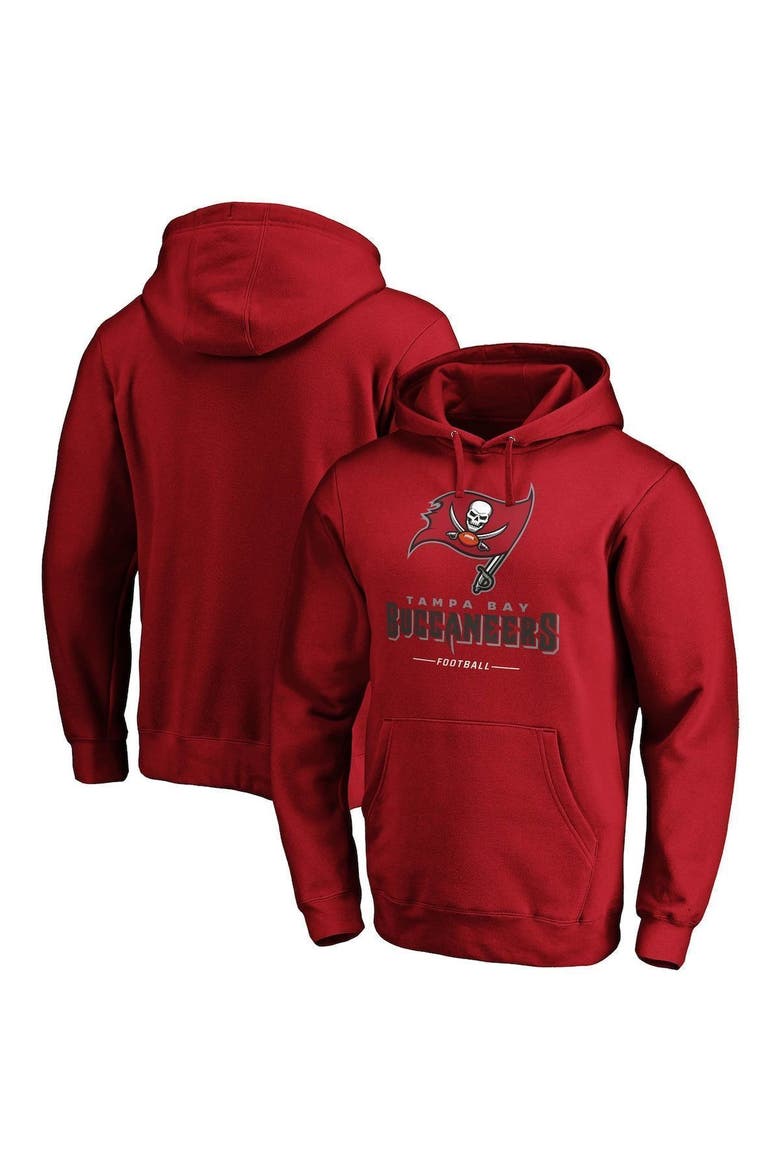 Men's Fanatics Branded Red Tampa Bay Buccaneers Logo Team Lockup Fitted Pullover Hoodie, Main, color, RED