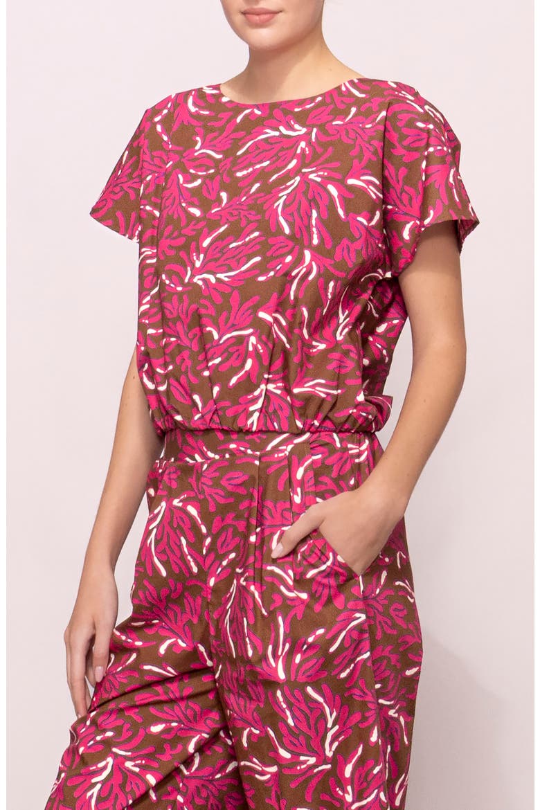 Poplin Banded Hem Top, Alternate, color, BROWN MAGENTA REEF