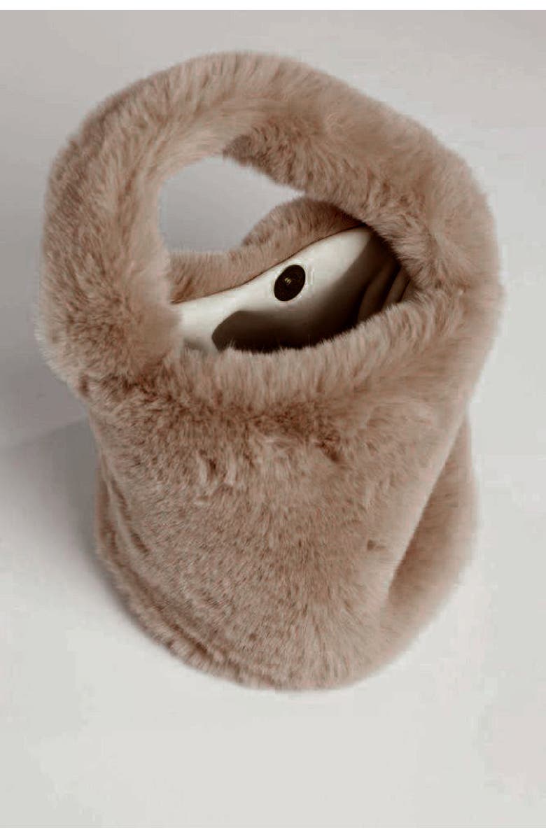 Hat Attack Faux Fur Mini Bag, Alternate, color, Taupe