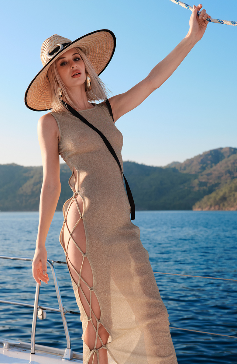 Luna B NYX Rope Detailed Beach Dress, Alternate, color, Gold