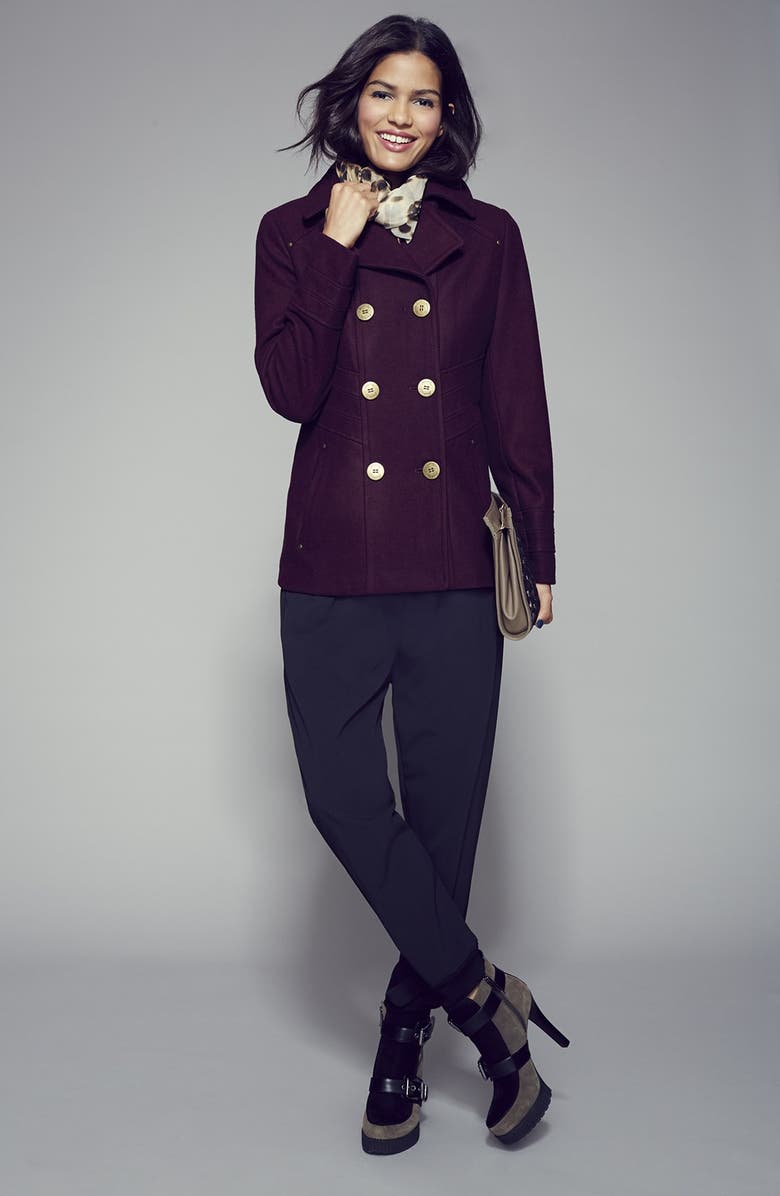 Kenneth Cole New York Paneled Waist Peacoat, Alternate, color, 