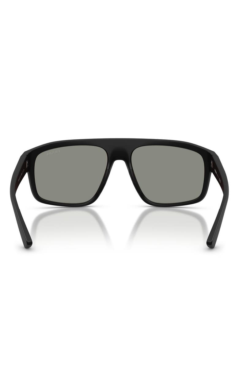 Prada Linea Rossa 59mm Shield Sunglasses, Alternate, color, Matte Black / Grey Blue/ Red