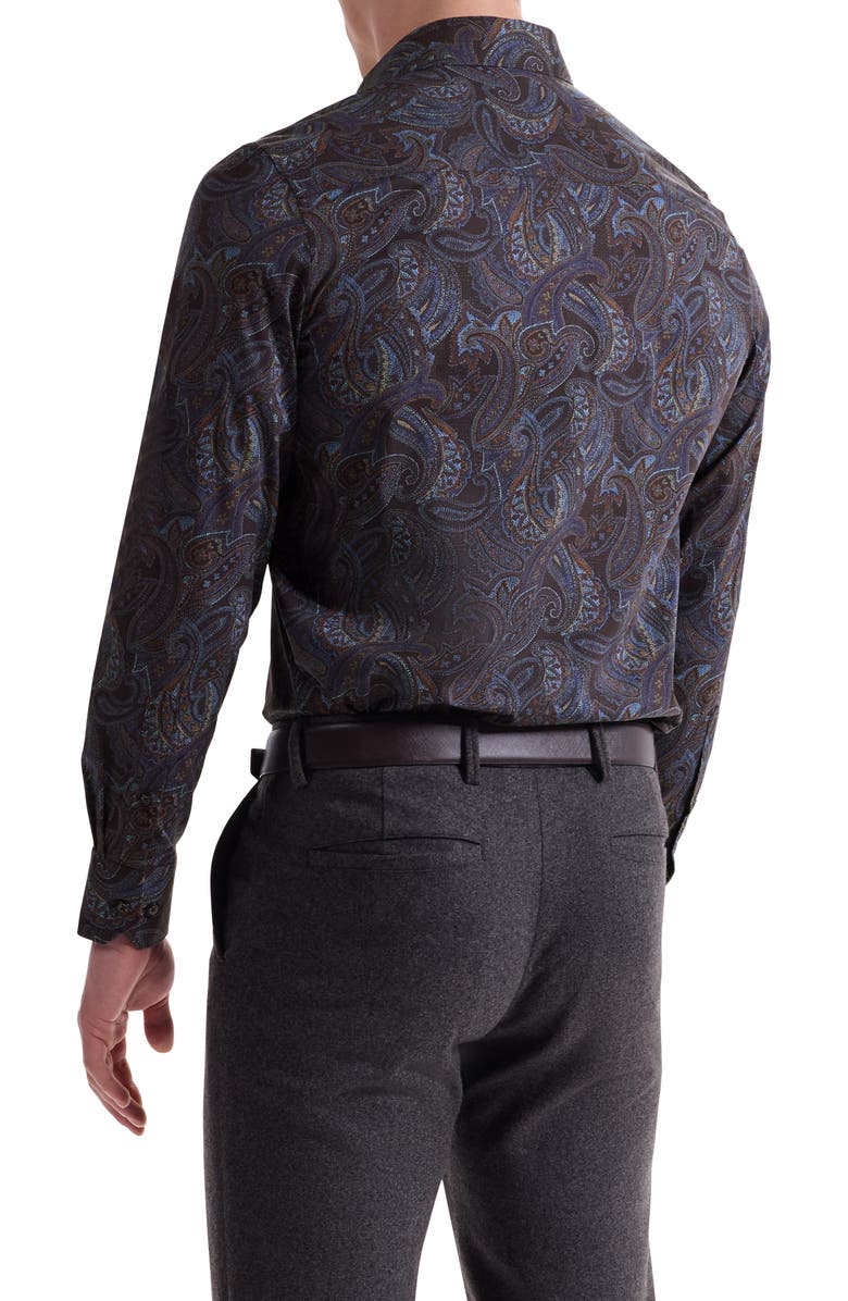 Bugatchi Axel Shaped Fit Paisley Button-Up Shirt, Alternate, color, 