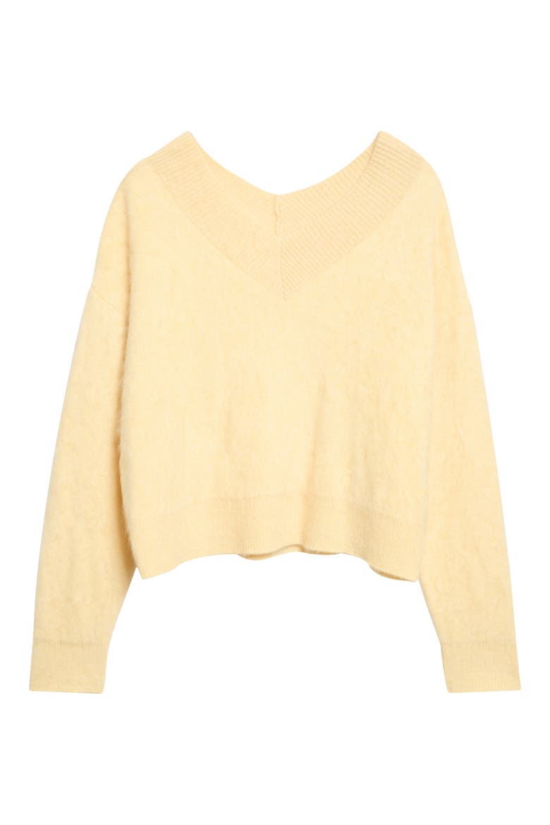 Grizzly Double V Cashmere Sweater, Alternate, color, BUTTER