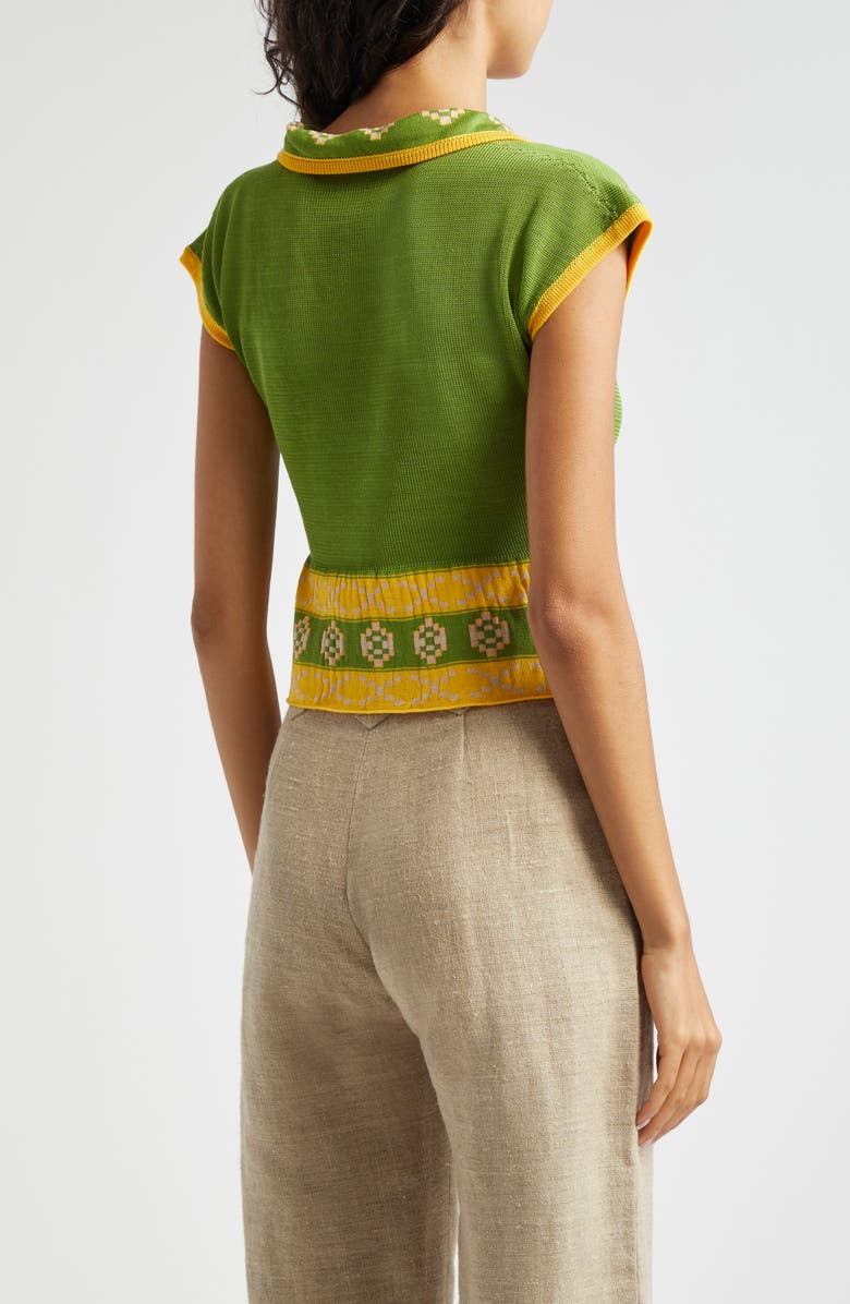 Bode Wellfleet Cotton Jacquard Polo Sweater, Alternate, color, 