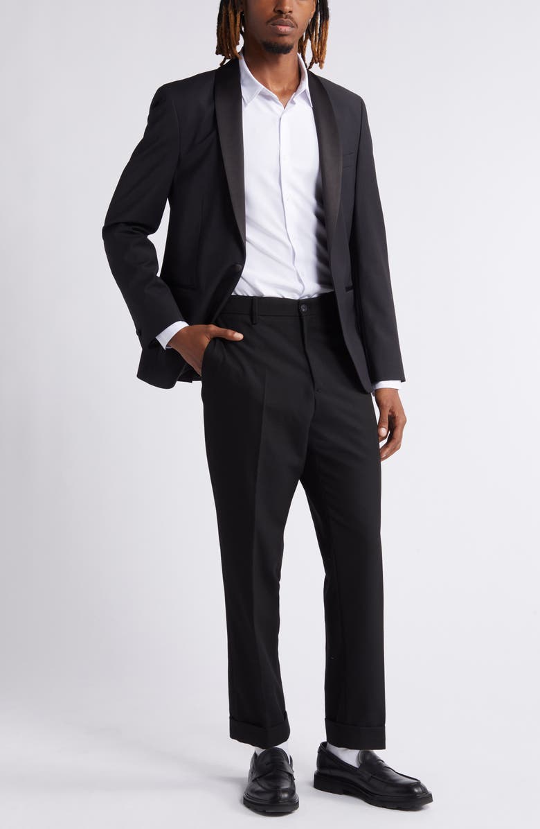 Open Edit Slim Fit Wool Blend Tuxedo Jacket, Alternate, color, 