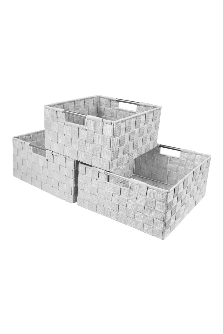 Weave 3-Piece Stacking Basket Set, Alternate, color, WHITE