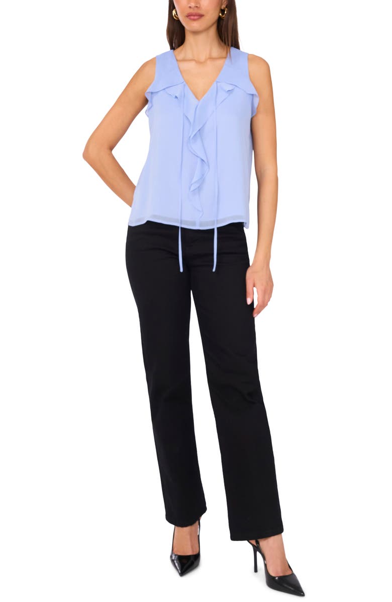 Vince Camuto Ruffle Neck Sleeveless Top, Alternate, color, French Blue