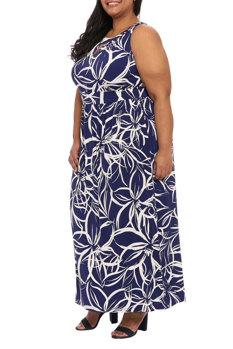Jersey Maxi Dress, Alternate, color, NAVY WHITE