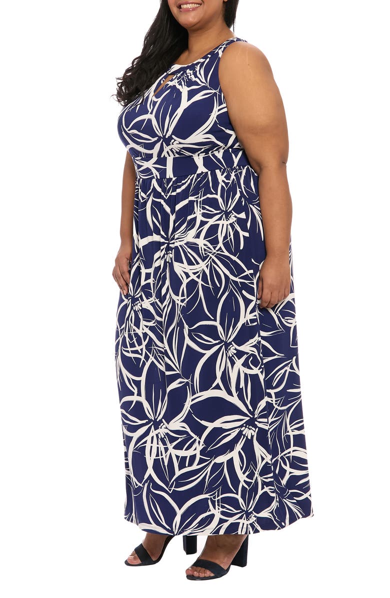 London Times Jersey Maxi Dress, Alternate, color, Navy White