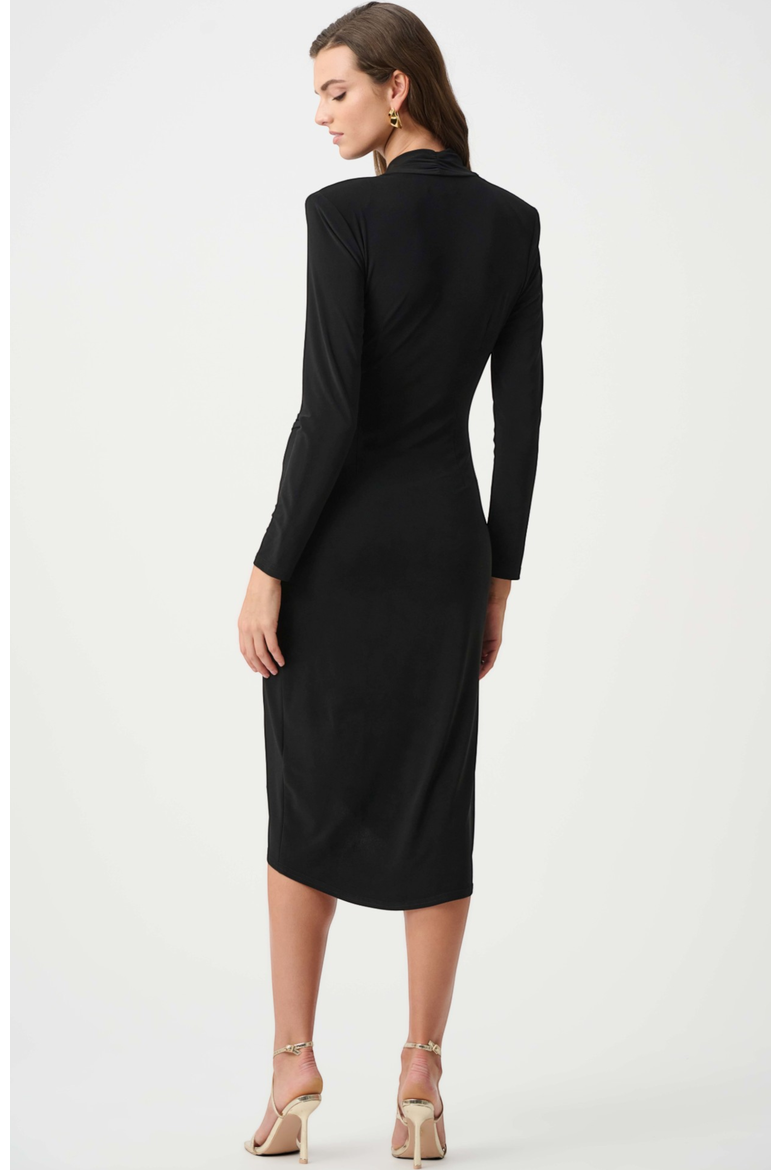 Silky Knit Sheath Wrap Dress, Alternate, color, Black