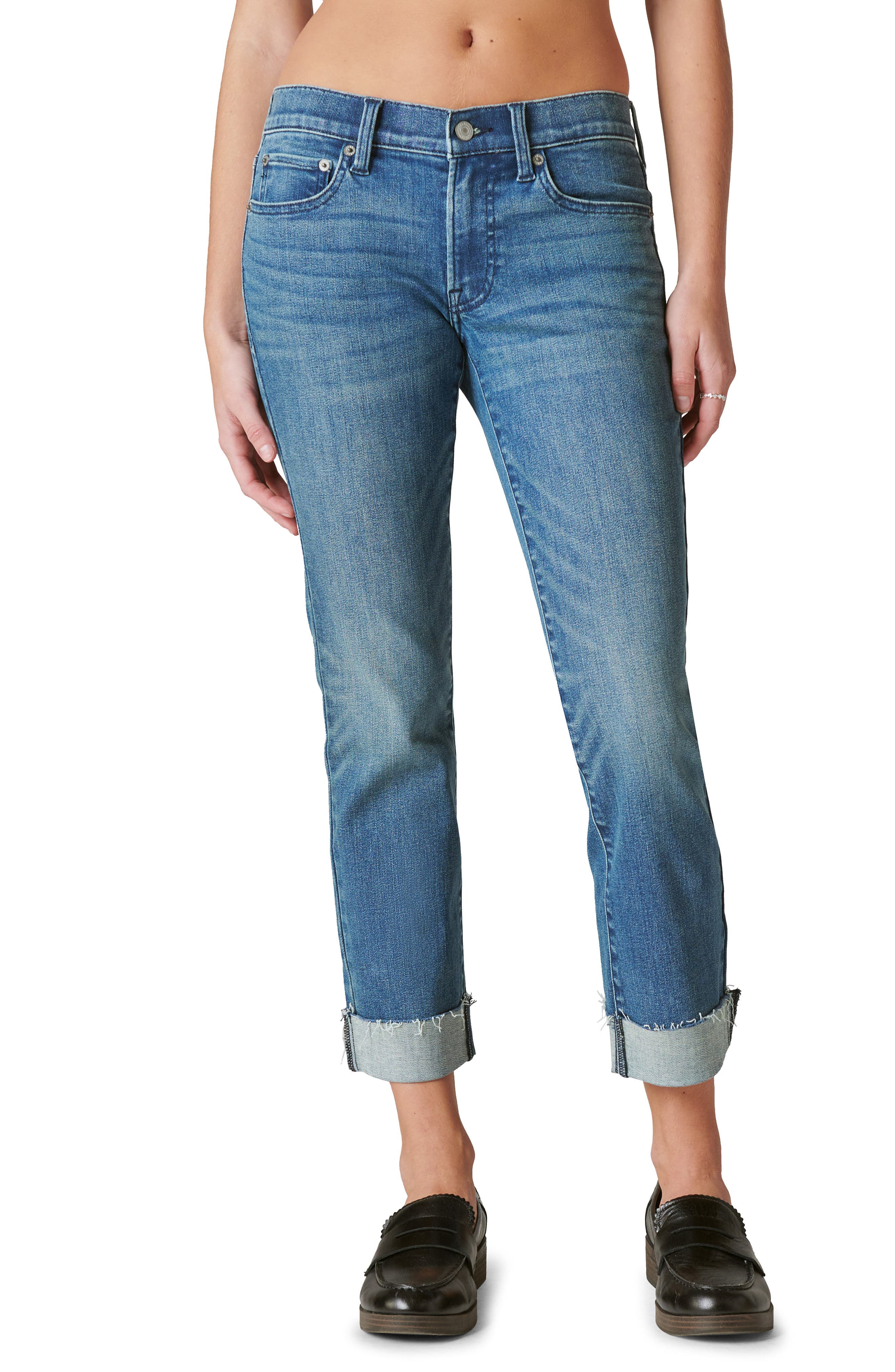 Lucky Brand Sweet Straight Raw Hem Mid Rise Crop Straight Leg Jeans