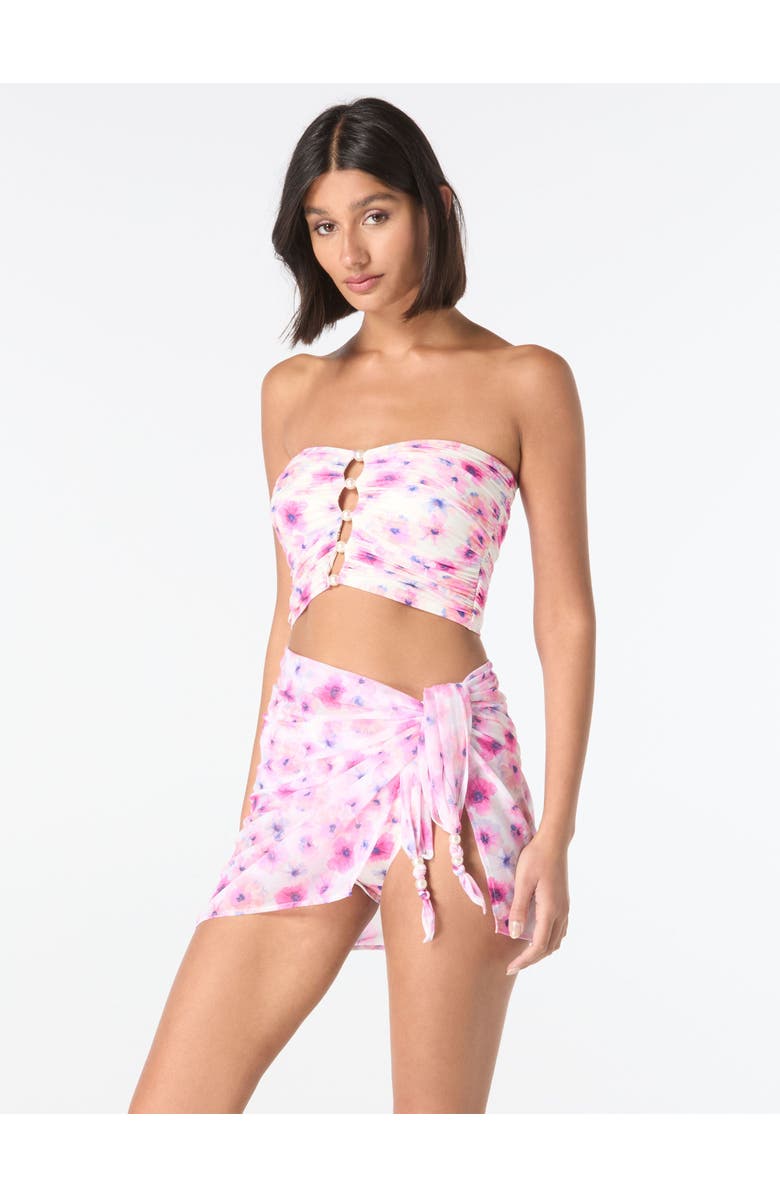 Carmen Marc Valvo Bandeau Shirred Bikini Swim Top, Alternate, color, White