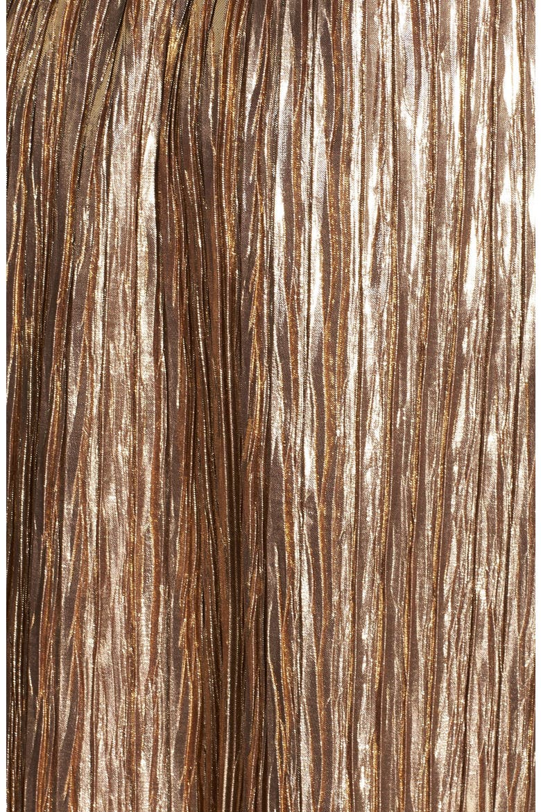 ASTR Metallic Crinkle Midi Skirt, Alternate, color, GOLD
