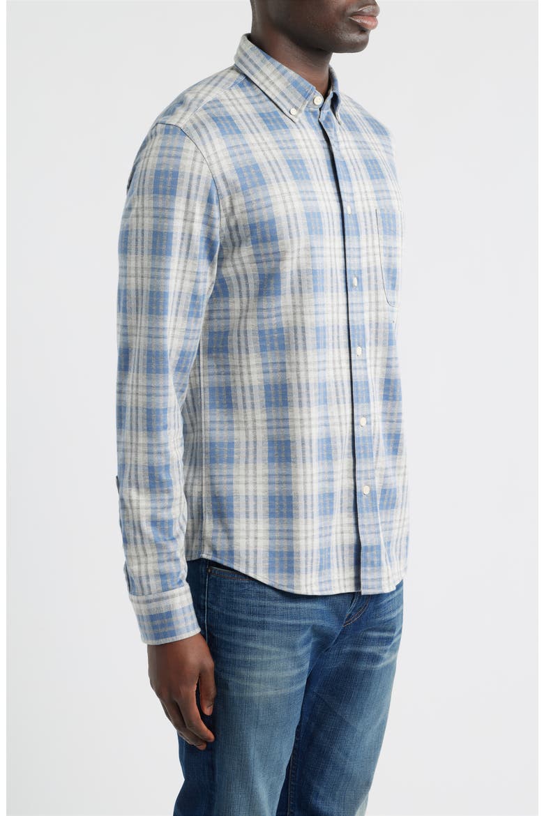 Coastline Knit Button-Down Shirt, Alternate, color, HORIZON BLUE PLAID