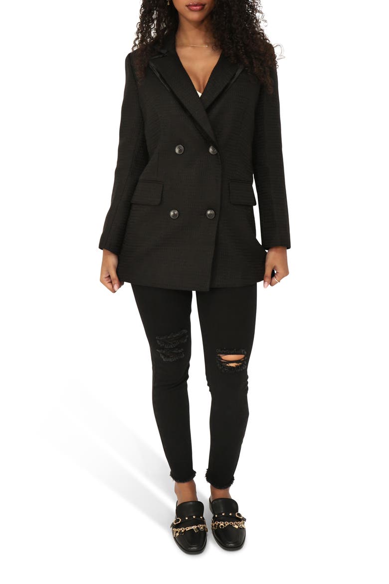 Because Of You Trimmed Blazer, Main, color, Black