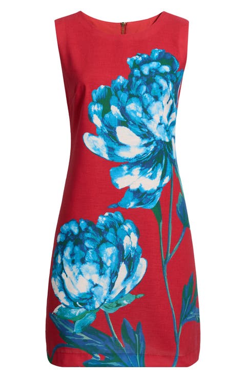 Big Flower Sleeveless Sheath Dress