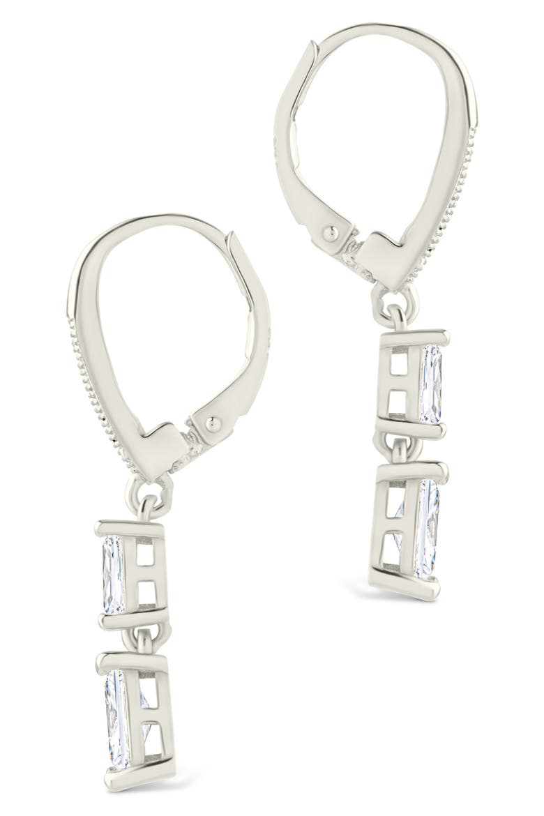 Eulalia Emerald Cubic Zirconia Drop Hoop Earrings, Alternate, color, SILVER