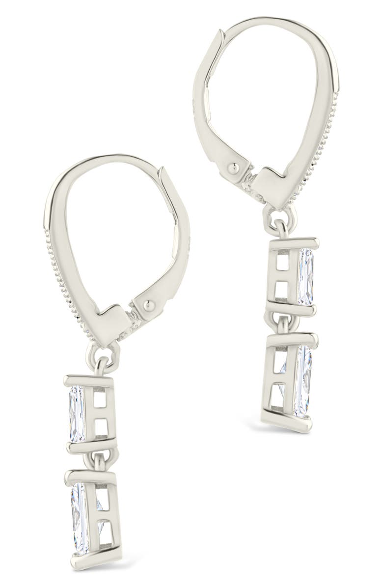 Sterling Forever Eulalia Emerald Cubic Zirconia Drop Hoop Earrings, Alternate, color, Silver