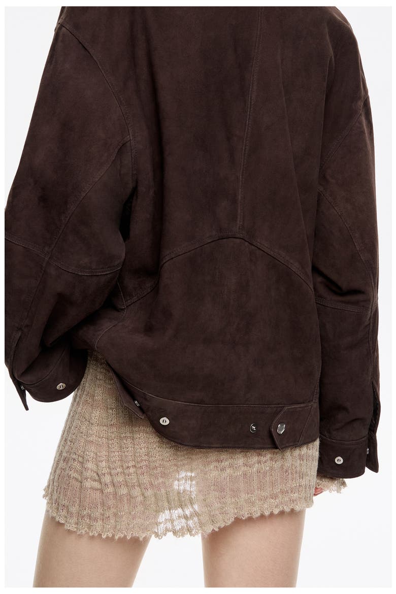 Suede Double-Breasted Jacket, Alternate, color, DARK BROWN