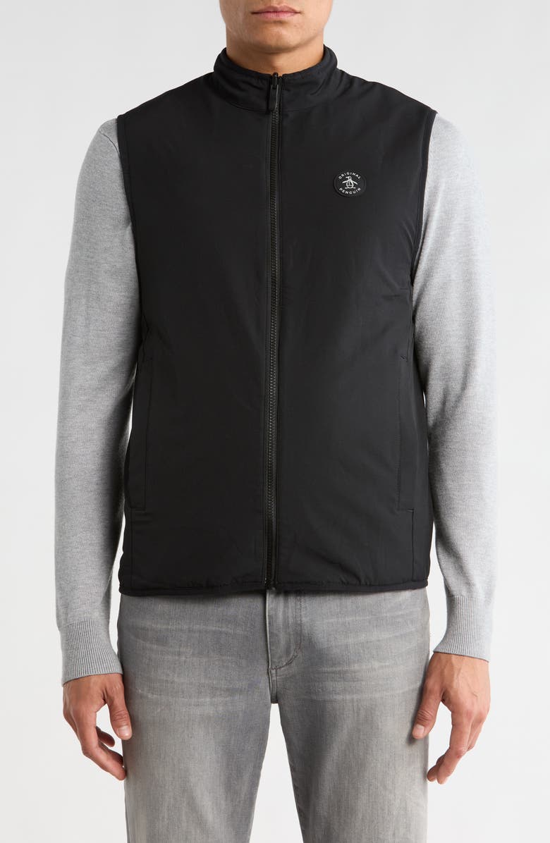 Original Penguin Reversible Polar Fleece Vest, Alternate, color, Caviar