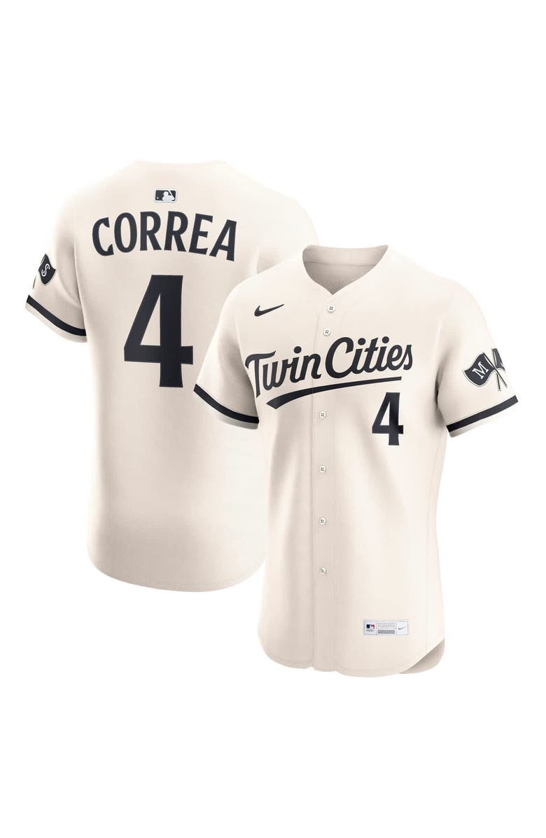 Nike Men's Nike Carlos Correa Cream Minnesota Twins Alternate Elite Player Jersey, Main, color,