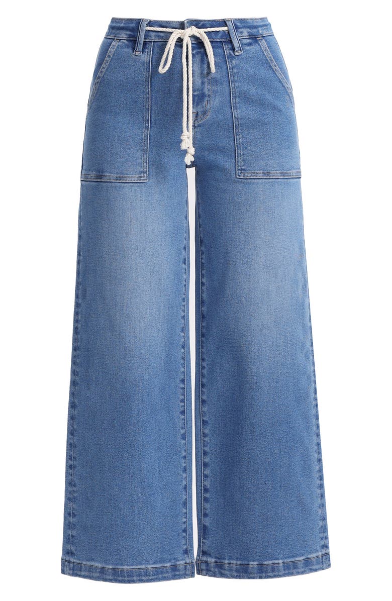 Bayeas Drawstring High Waist Ankle Wide Leg Jeans, Alternate, color, Medium Blue