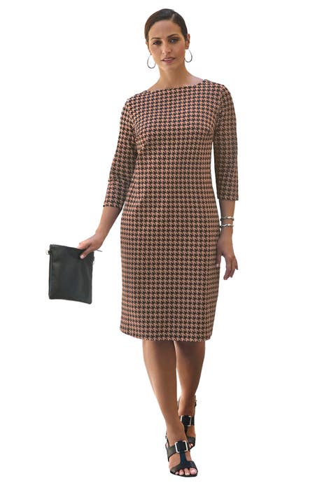 Stretch Cotton Boatneck Shift Dress (Plus)