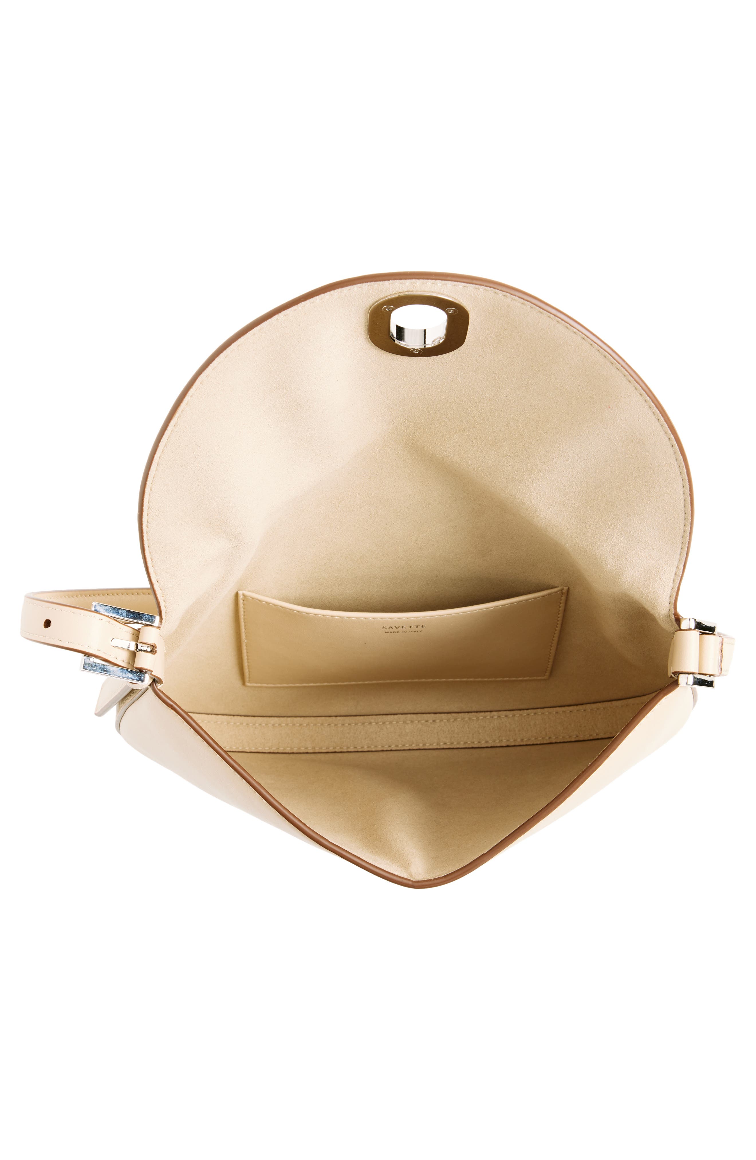 SAVETTE Small Tondo Leather Hobo Bag, Alternate, color, Bone