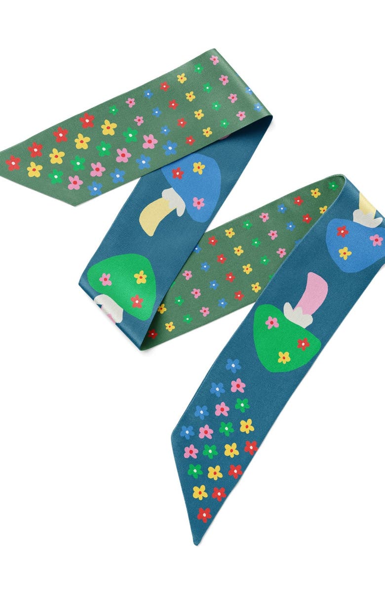 Centinelle Mushroom Floral Twilly Ribbon Scarf, Alternate, color, Beige