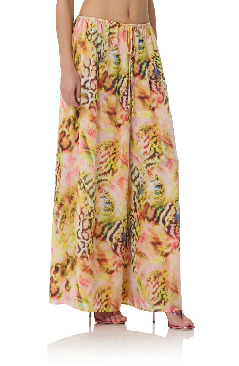 AFRM Ivan Printed Wide Leg Drastring Pants, Alternate, color, Pink Shell Swirl