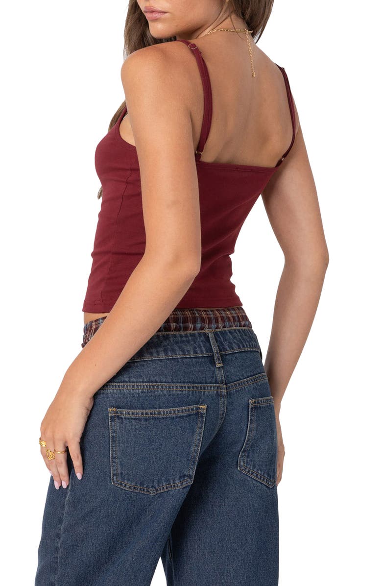 EDIKTED Deanna Crop Camisole, Alternate, color, Burgundy