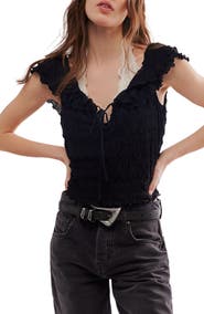 Free People Love You More Ruffle Accent Smocked Top