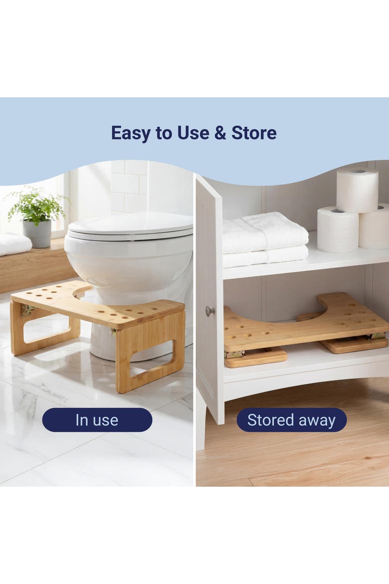 Koji 7 in. H Handcrafted  Foldable Space-Saving Squat Toilet Potty Step Stool, Alternate, color, Natural