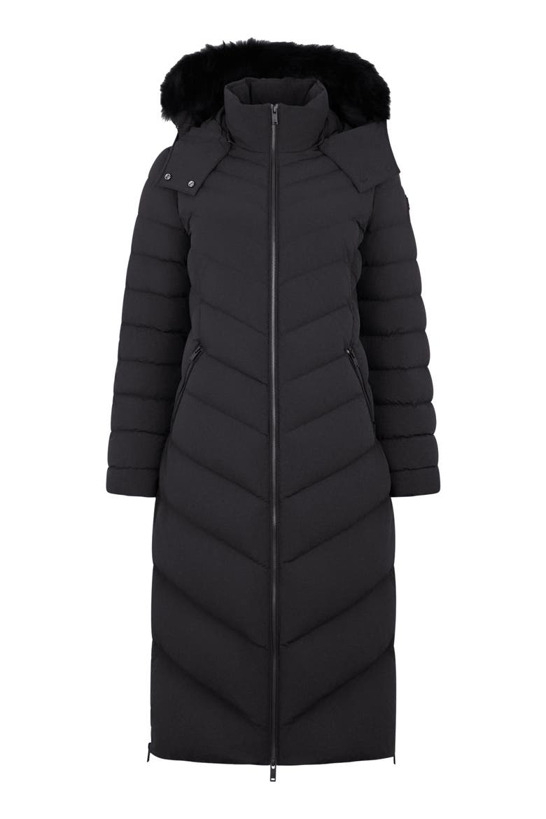 Cooper Lake Water Repellent 800 Fill Power Down Puffer Coat with Removable Genuine Shearling Trim, Alternate, color, BLACK/ BLACK
