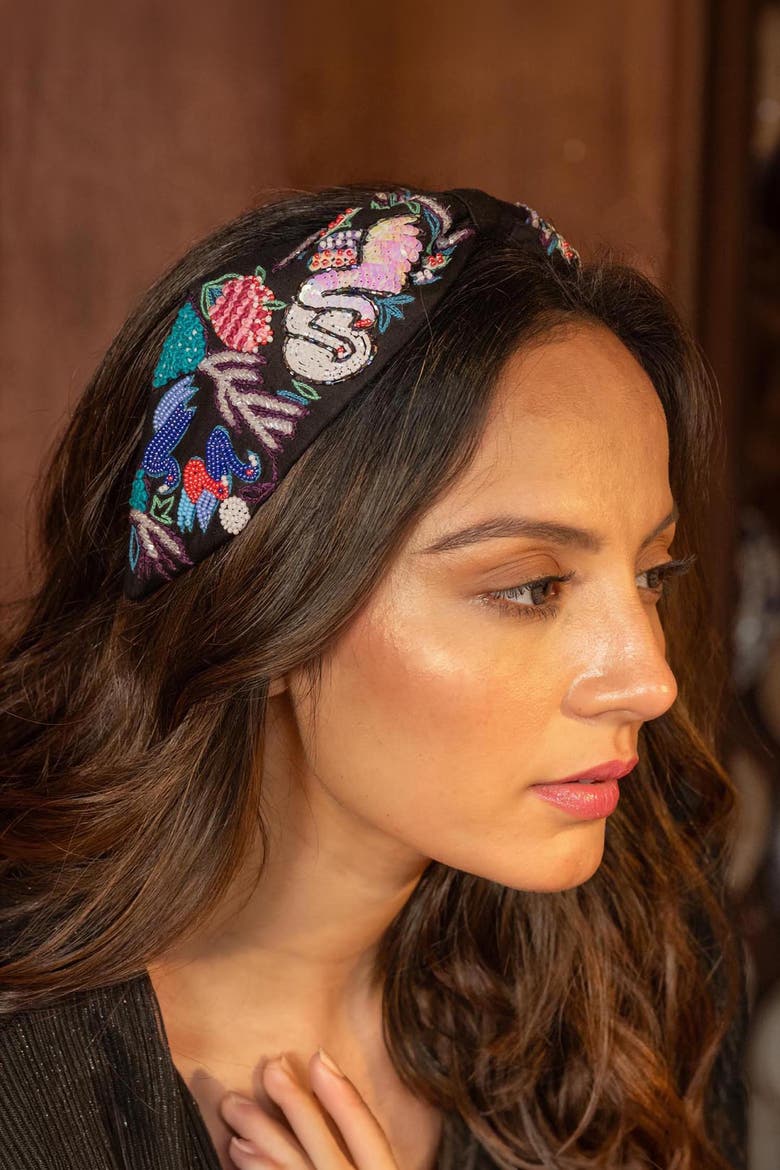 Swan Knotted Headband - Black, Alternate, color, Black