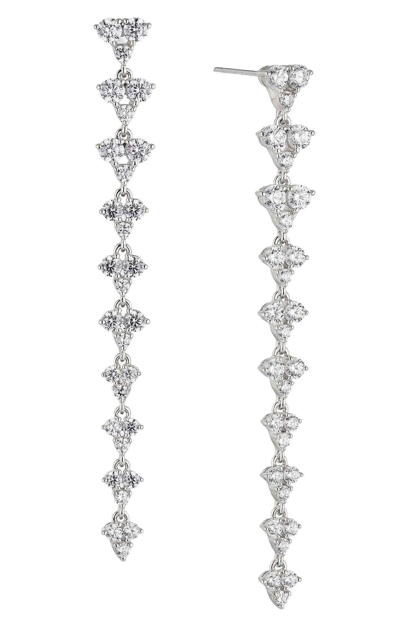 Pavé the Way Cubic Zirconia Linear Drop Earrings
