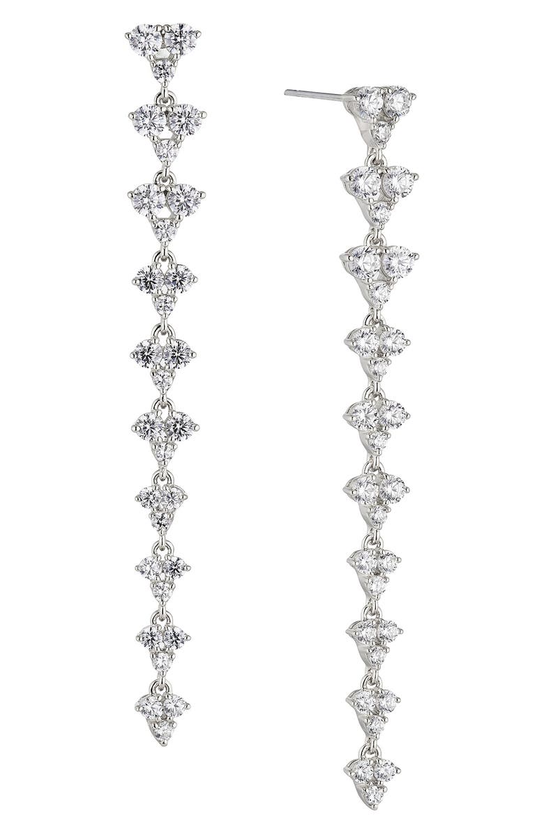 Nadri Pavé the Way Cubic Zirconia Linear Drop Earrings, Main, color,