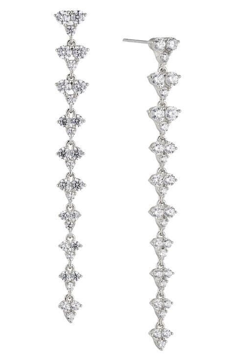 Pavé the Way Cubic Zirconia Linear Drop Earrings