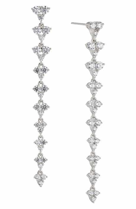 Pavé the Way Cubic Zirconia Linear Drop Earrings