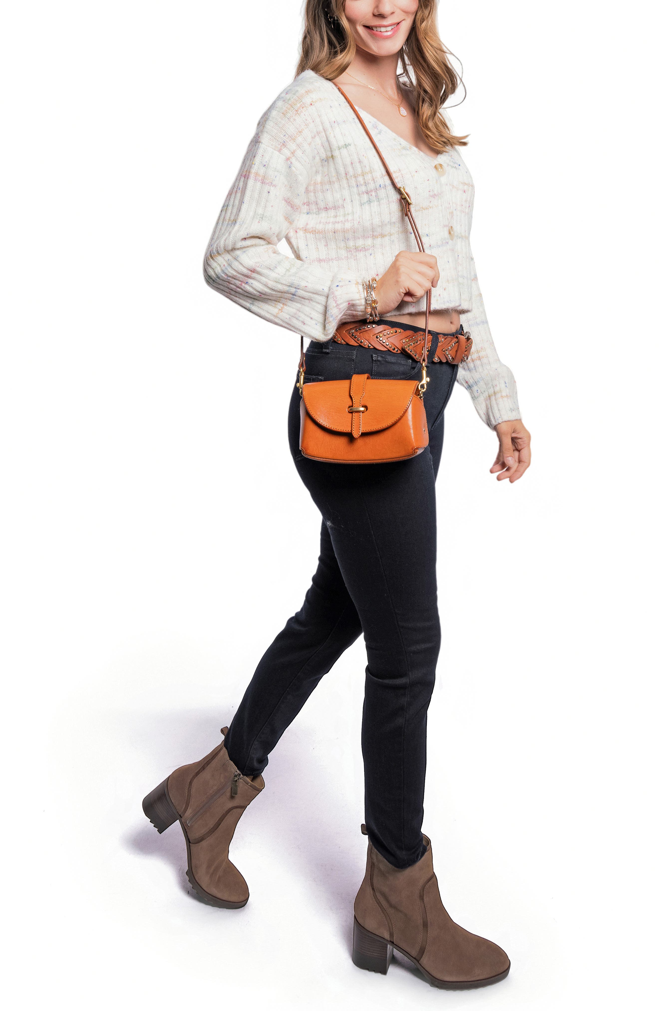 OLD TREND Pamela Leather Crossbody Bag, Alternate, color, Caramel
