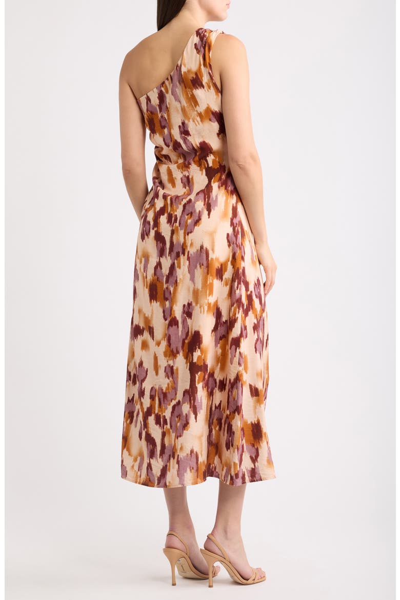 Painted Dusk Ruched One-Shoulder Maxi Dress, Alternate, color, CORK
