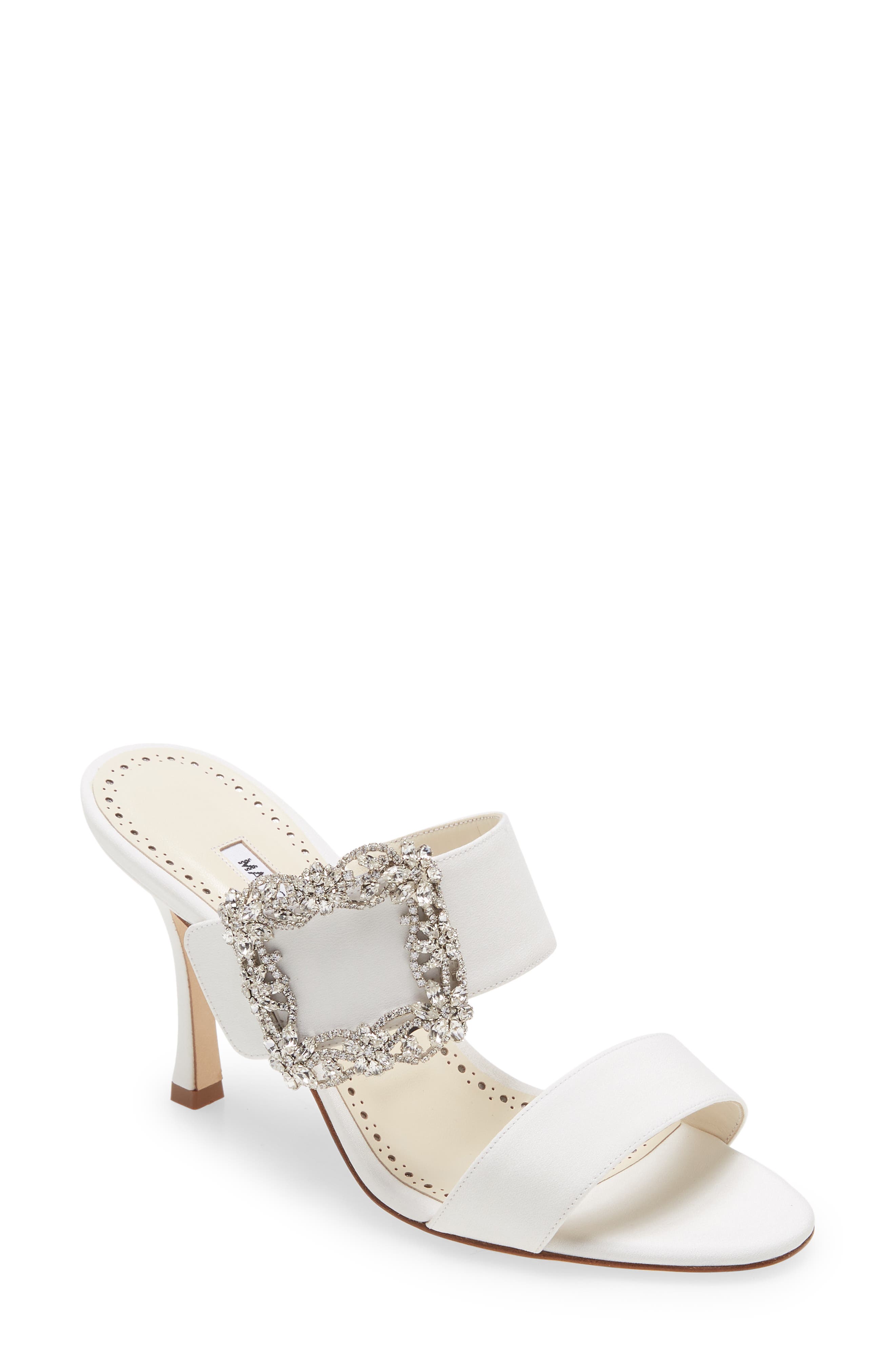 Manolo Blahnik Gable Crystal Buckle Slide Sandal, Main, color, 