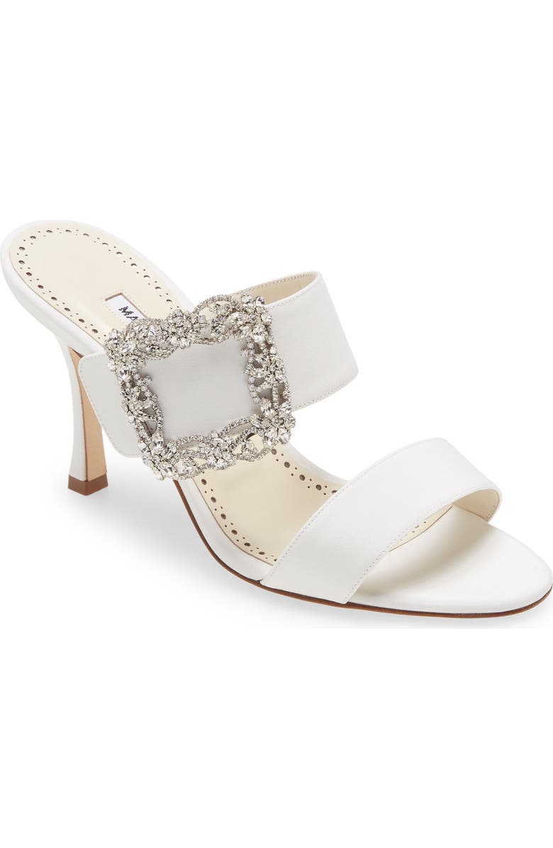 Manolo Blahnik Gable Crystal Buckle Slide Sandal, Main, color,